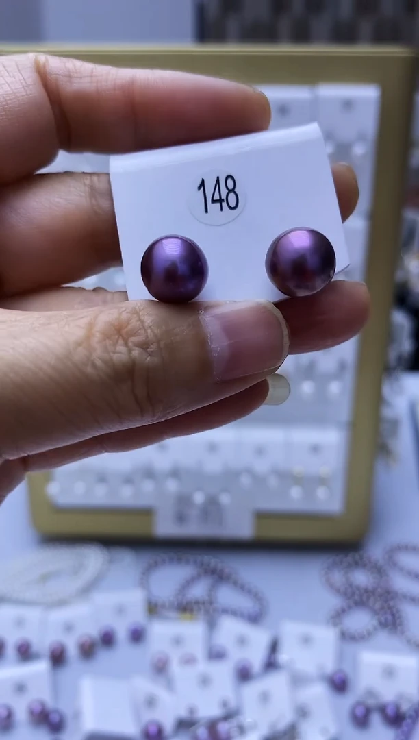 银S925镶嵌耳饰淡水珍珠148