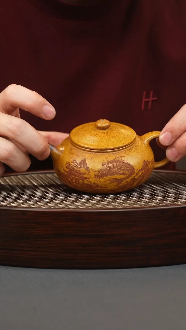 【闪购商品】紫砂茶壶龙骨金砂 寒江 如鱼得水