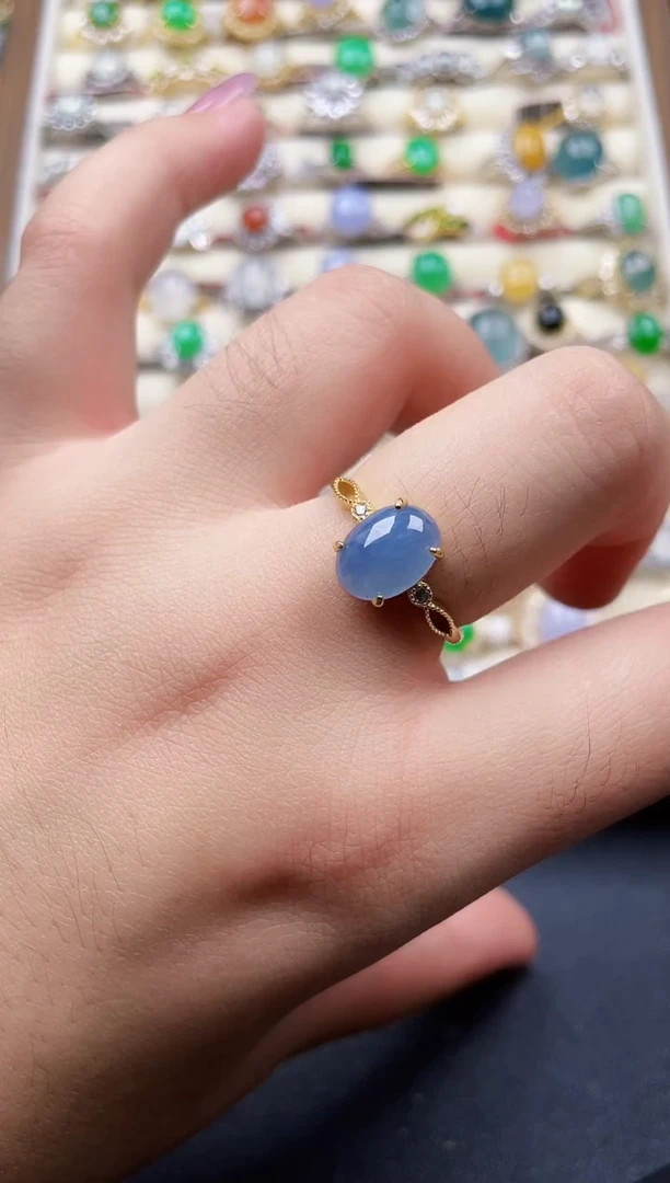 银S925镶嵌戒指翡翠100