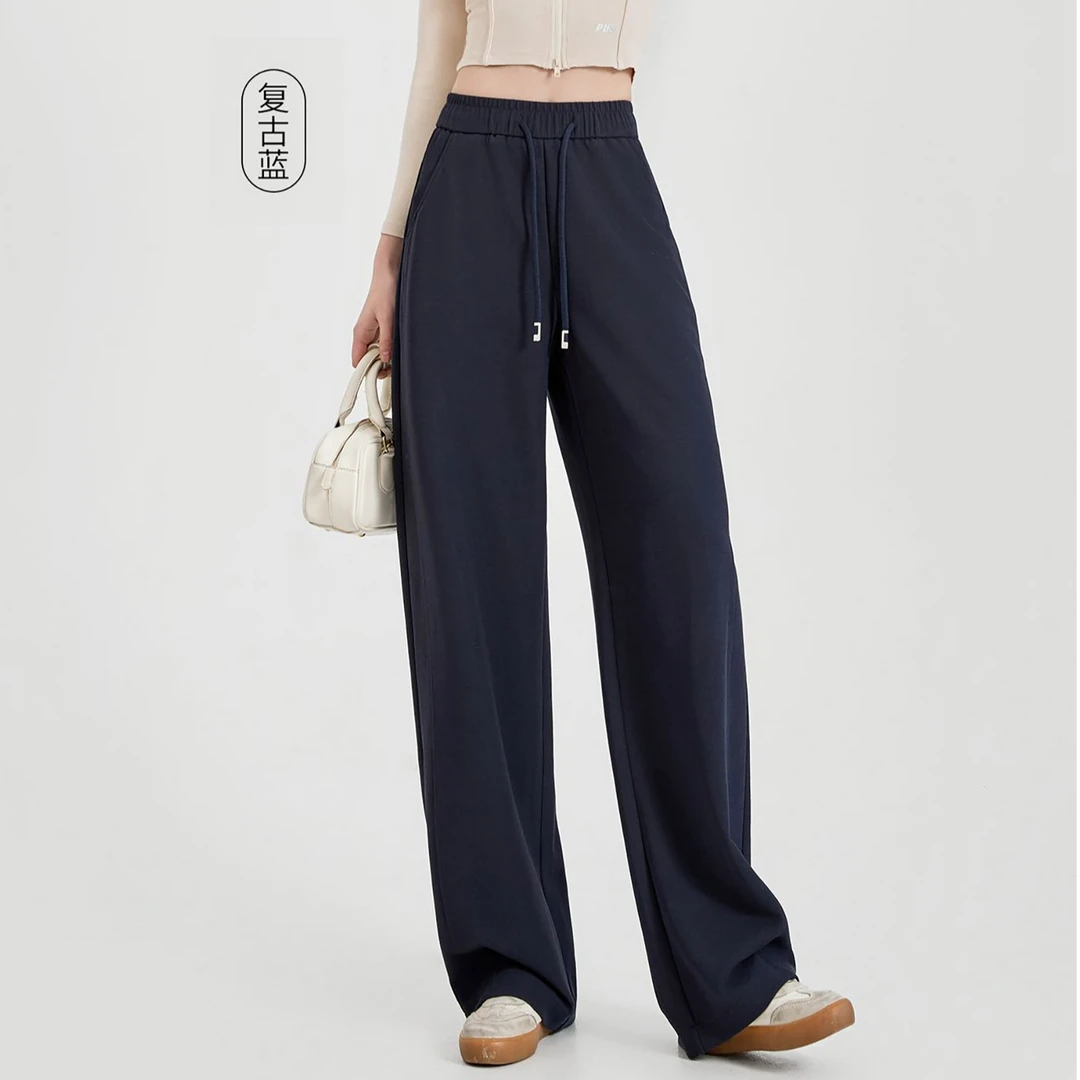 BONAS/宝娜斯空气层轻氧显瘦中腰休闲百搭薄款宽松弯刀裤女82761
