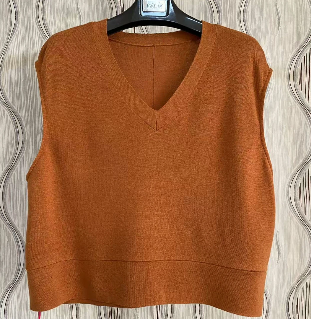 胖人坊新款大码V领马甲4638  衣长61  124