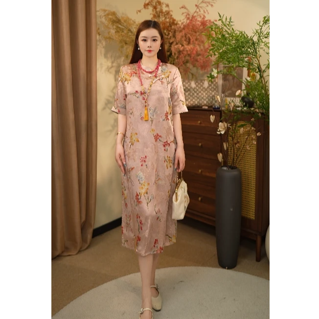 （福气生蝶）2025春季新款新中式百搭显瘦旗袍HS24530