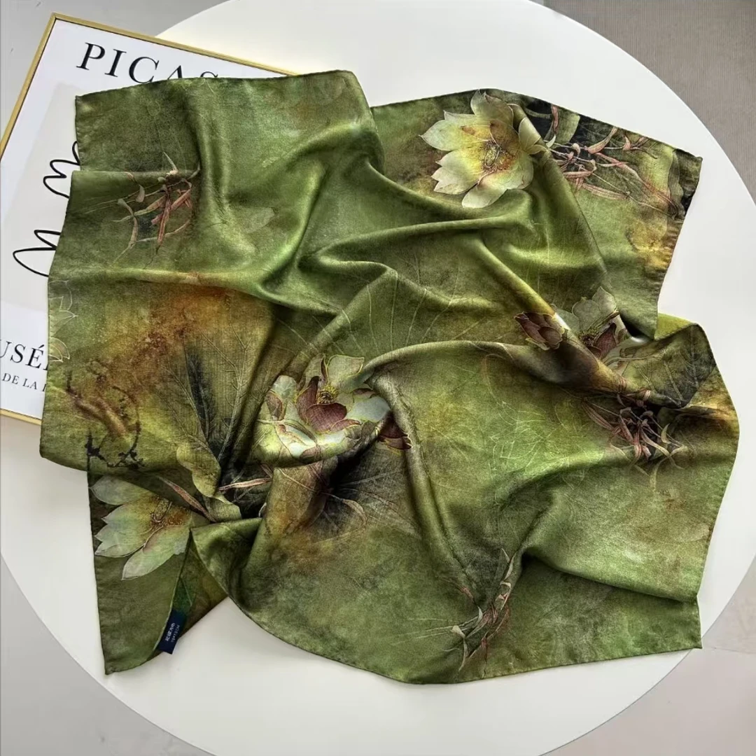 X006 荷莲 方巾百搭香云花萝 70*70气质优雅长巾披肩 X