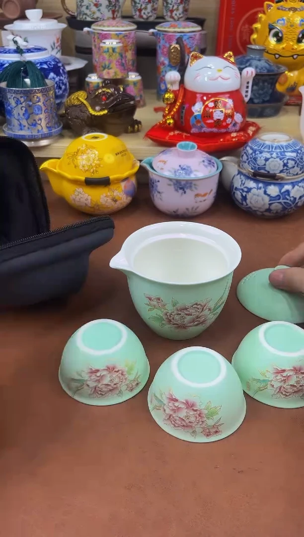 陶瓷茶具摆件旅行套组