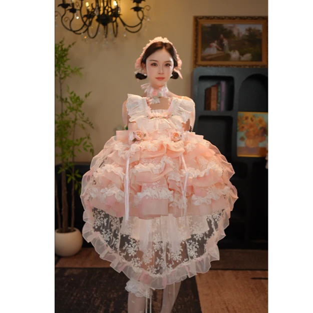 AODUOSEN/奥多森夏季新款高端定制泡芙小姐女童洛丽塔汉服连衣裙