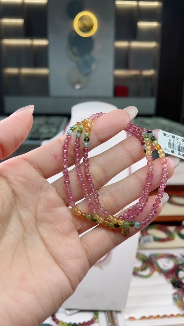 未镶嵌老矿碧玺三圈手串3mm+碧玺多样性发一条T