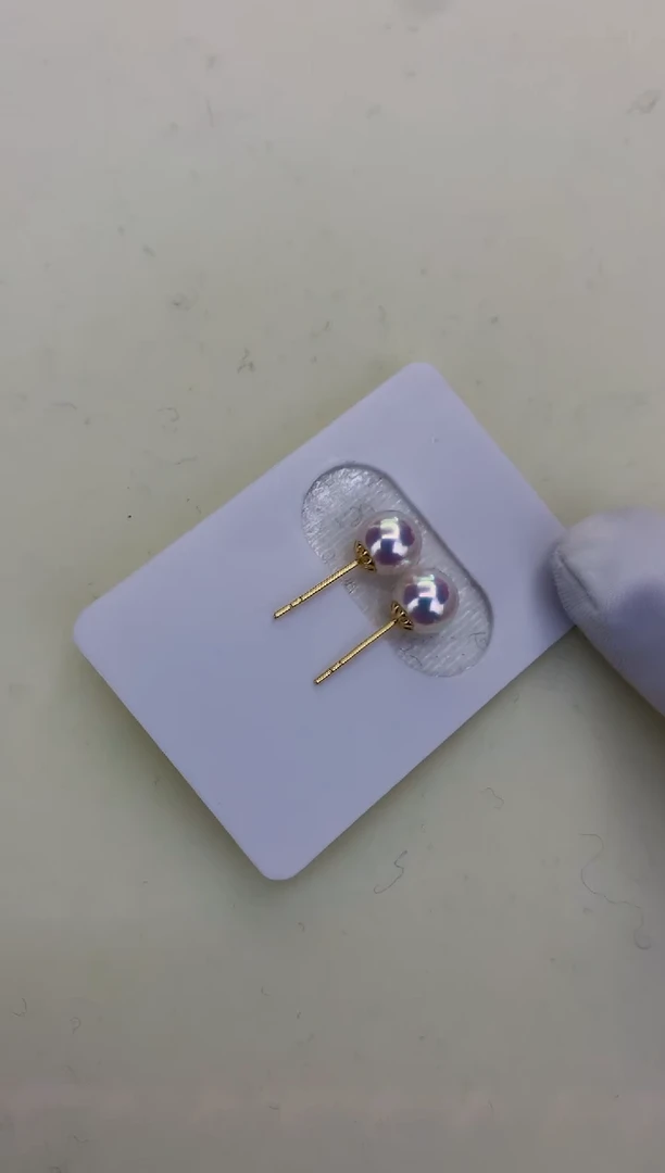 18K金镶嵌DA海水珍珠 GD003 6-7 素钉定制