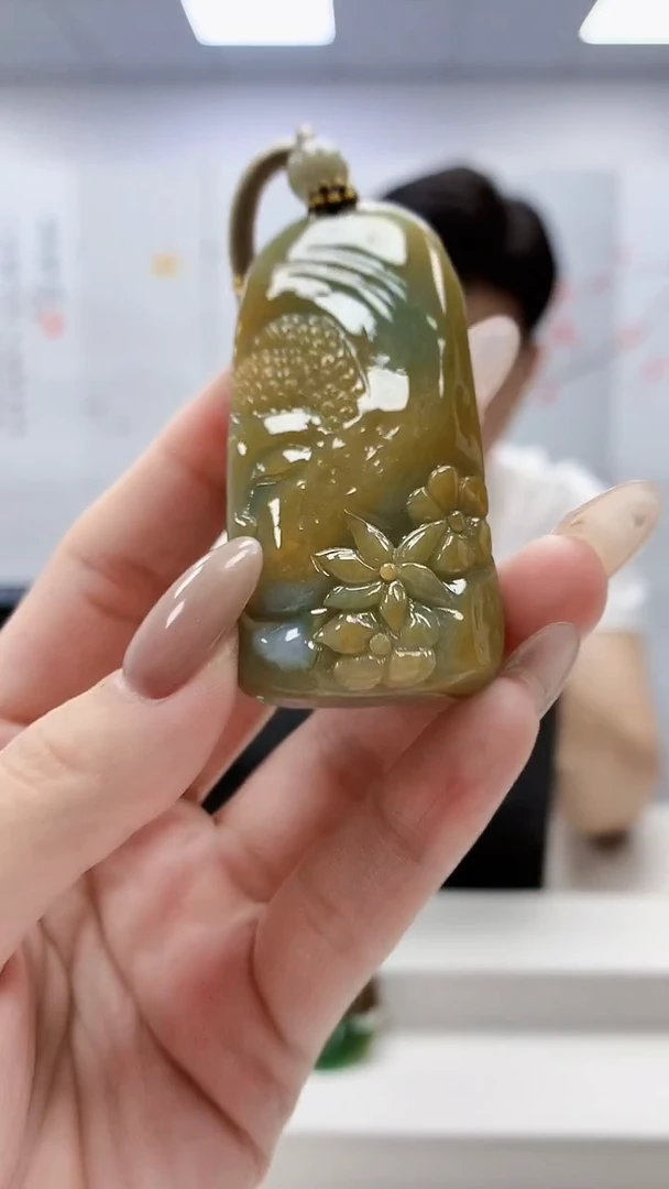 未镶嵌定制翡翠桦*4917lr-毛货挂件