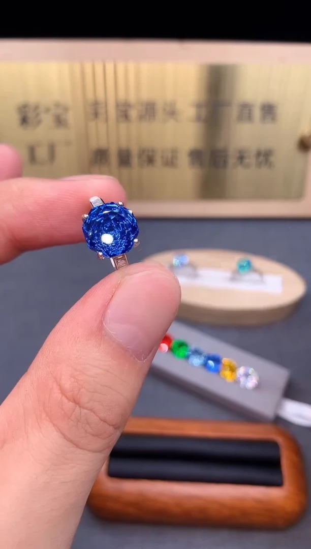 托帕石戒指银S925镶嵌8888