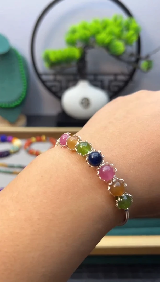 【闪购商品】碧玺手链银S925镶嵌S202