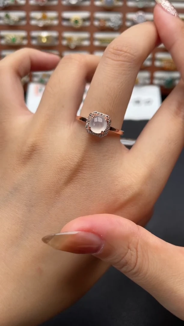 翡翠戒指银S925镶嵌一物一证一礼盒