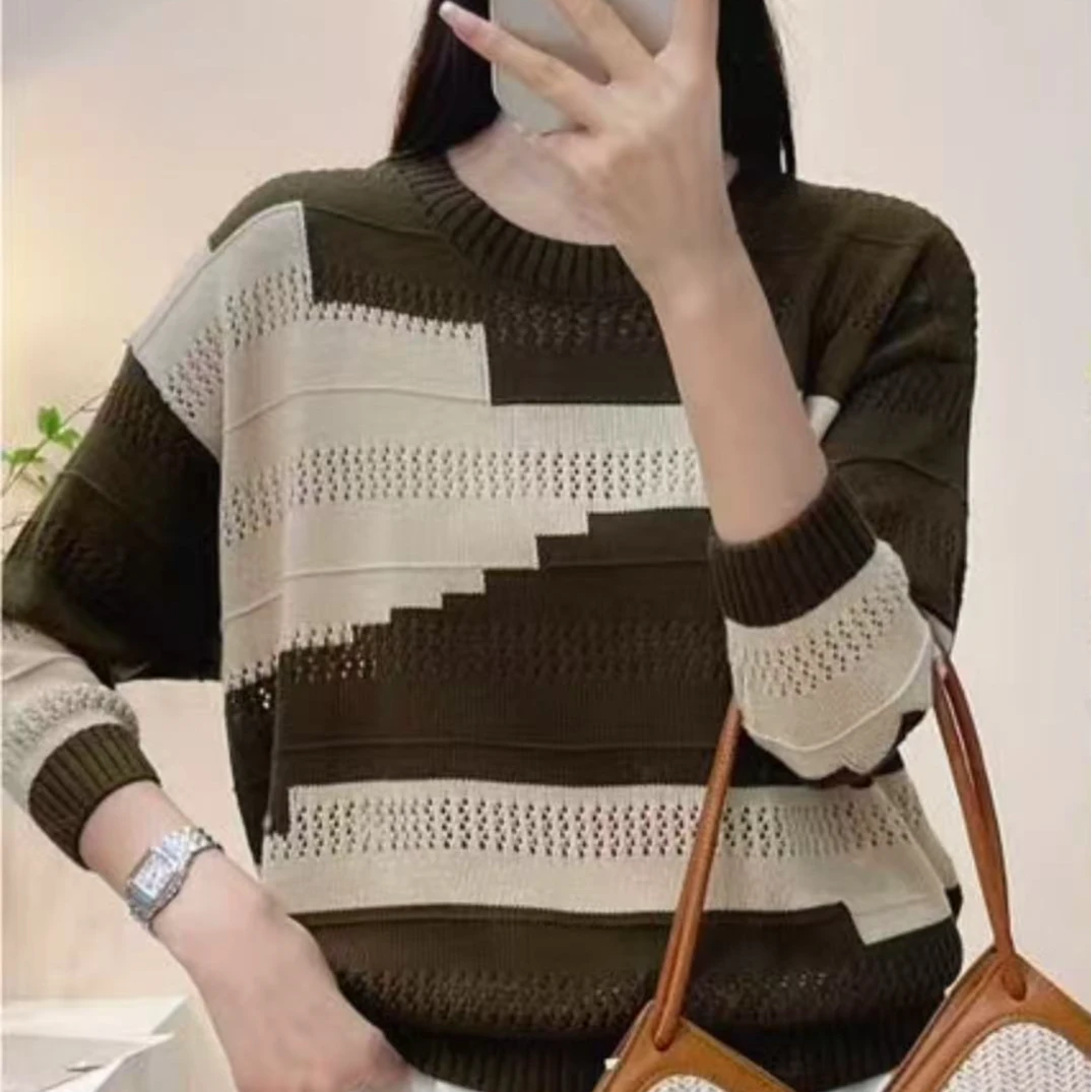 902#新款拼色针织衫显瘦时尚百搭圆领32