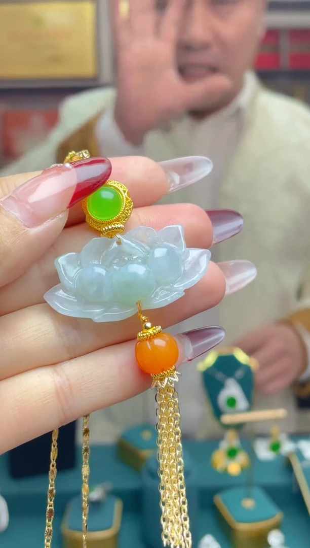 【闪购商品】翡翠颈饰14K金镶嵌文创珠宝天然A货翡翠多样性发一