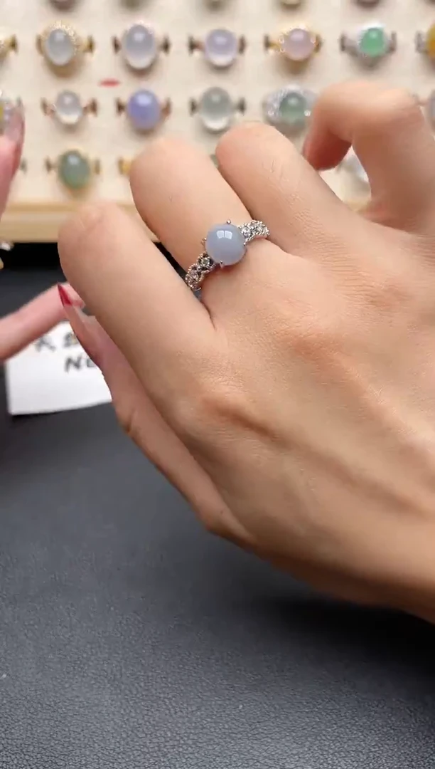 【闪购商品】翡翠戒指银S925镶嵌一物一证一礼盒