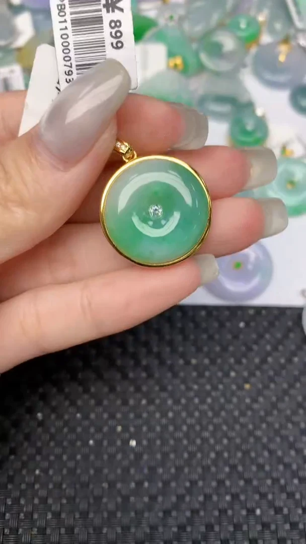 颈饰银S925镶嵌翡翠天然缅甸翡翠a货百元以上9元证书费自理