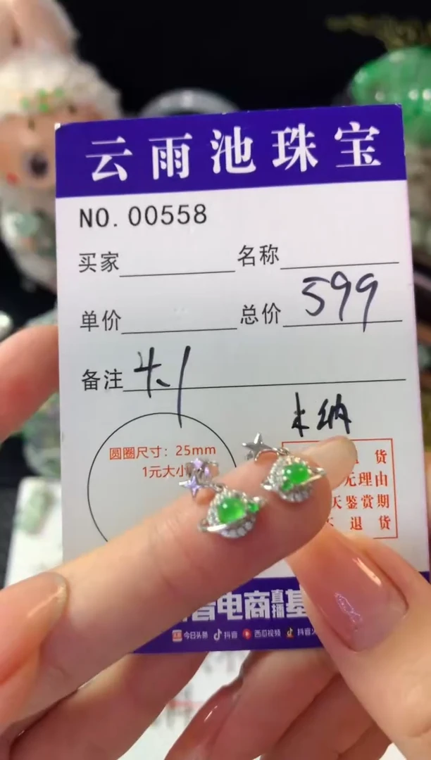 银S925镶嵌翡翠耳饰翡翠