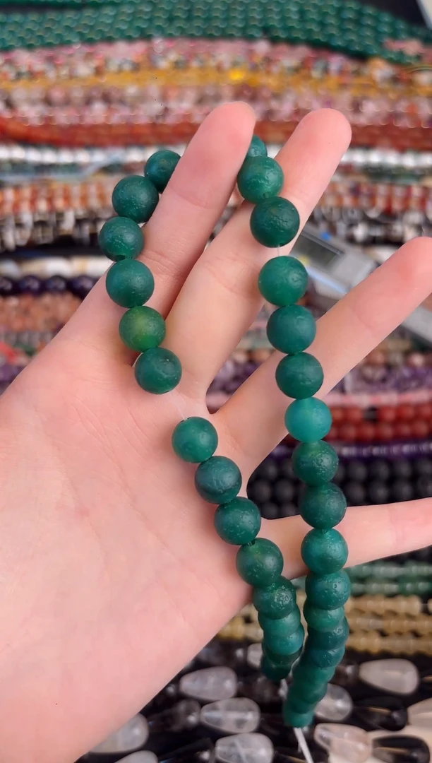 合金玛瑙/玉髓珠宝半成品橘皮绿玛瑙10mm