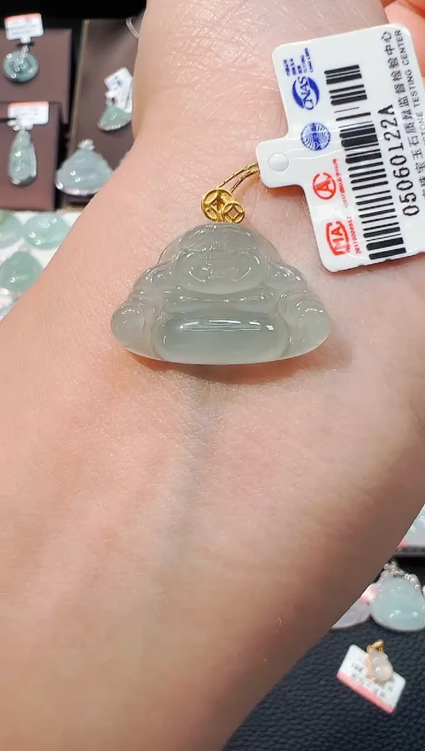 翡翠18K金镶嵌吊坠(不含链)佛公吊坠122A