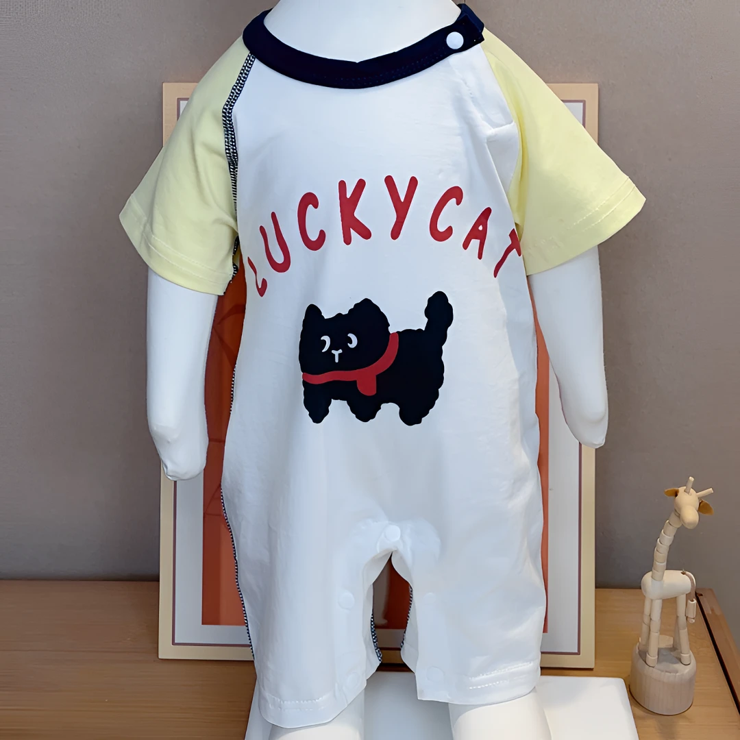 2025纯棉宝宝连体爬服夏季短袖哈衣清凉透气柔软连体衣洋气婴幼儿