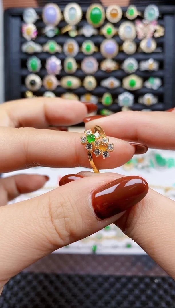 银S925镶嵌戒指翡翠334