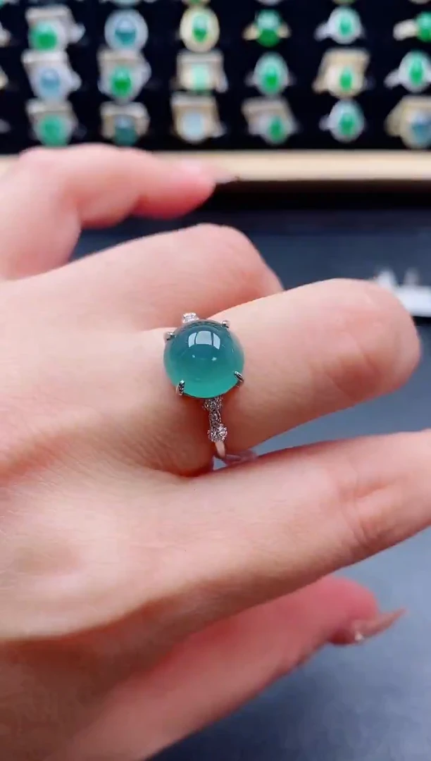 银S925镶嵌戒指翡翠1