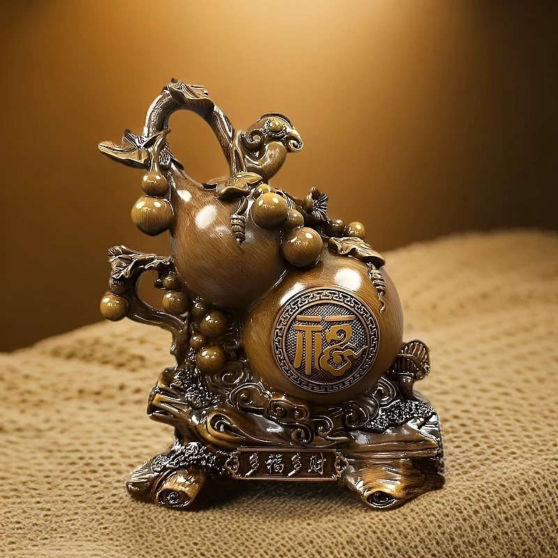 L  多财多福葫芦中式家居玄关客厅书桌装饰品摆件（长18高20cm）