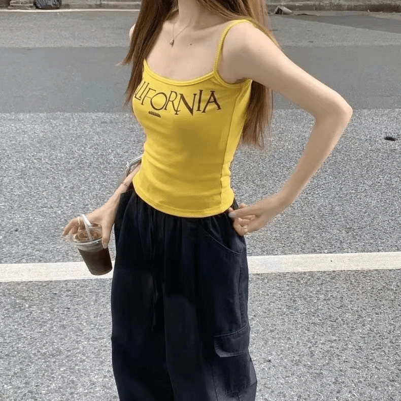 美式复古甜辣妹多巴胺百搭吊带外穿显瘦打底小众设计感上衣背心女