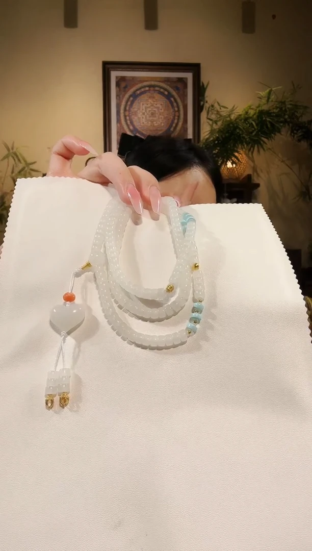 颈饰未镶嵌和田玉白玉108