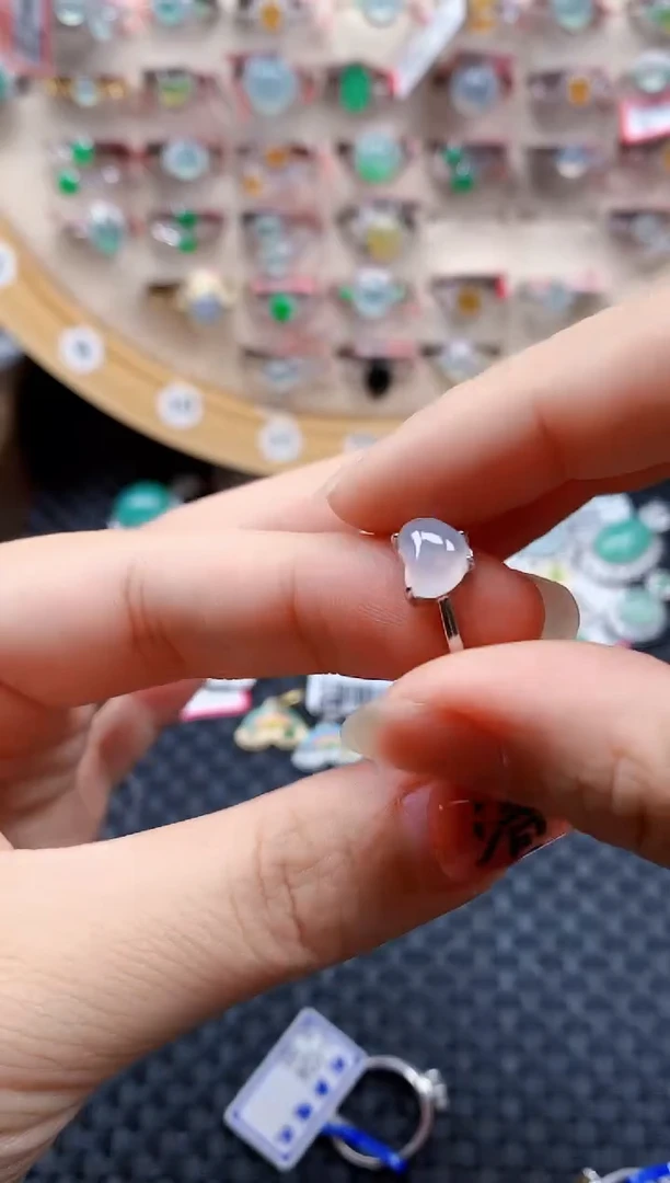 银S925镶嵌戒指翡翠天然A货缅甸翡翠