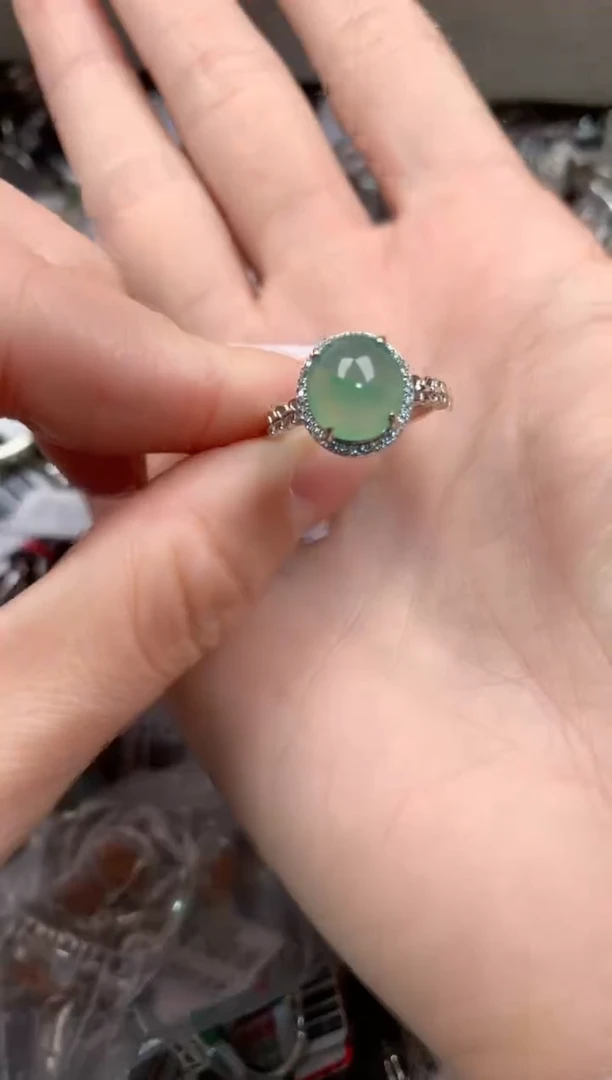 银S925镶嵌戒指翡翠444   4