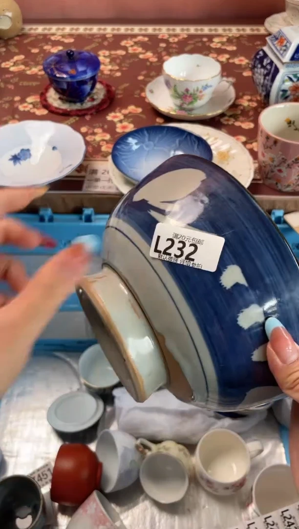 瓷片蓝*儿瓷器瓷器L232