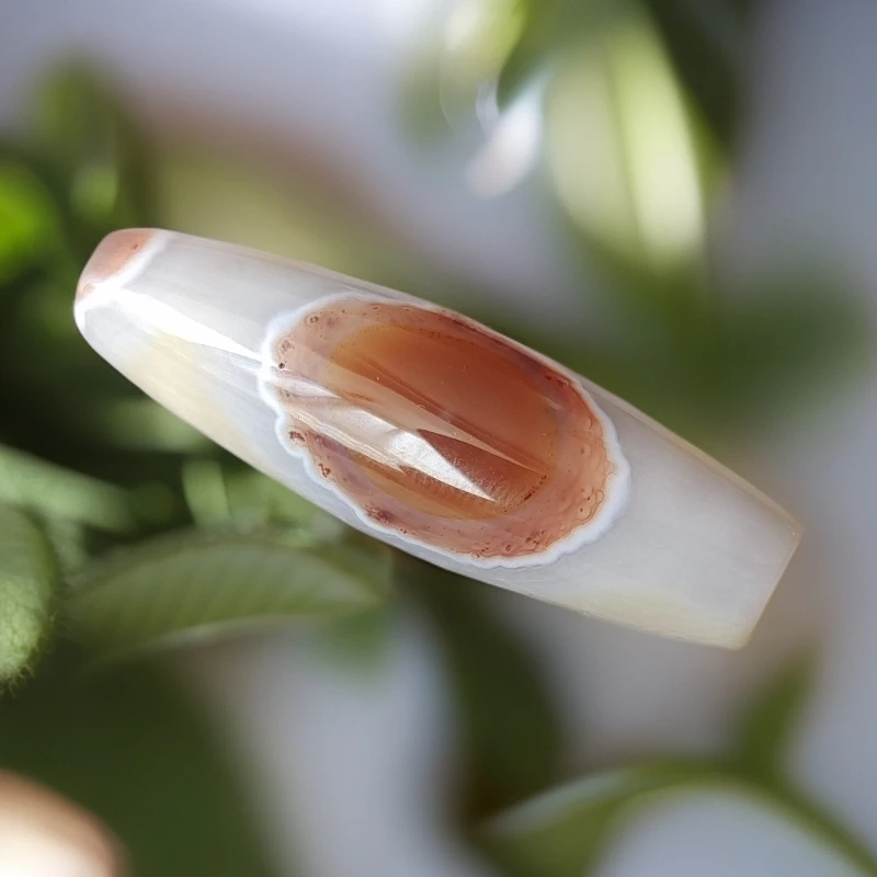 天然巴西玛瑙 尺寸:46*15红沙一眼 太阳花眼 背虎牙套线锁骨吊坠