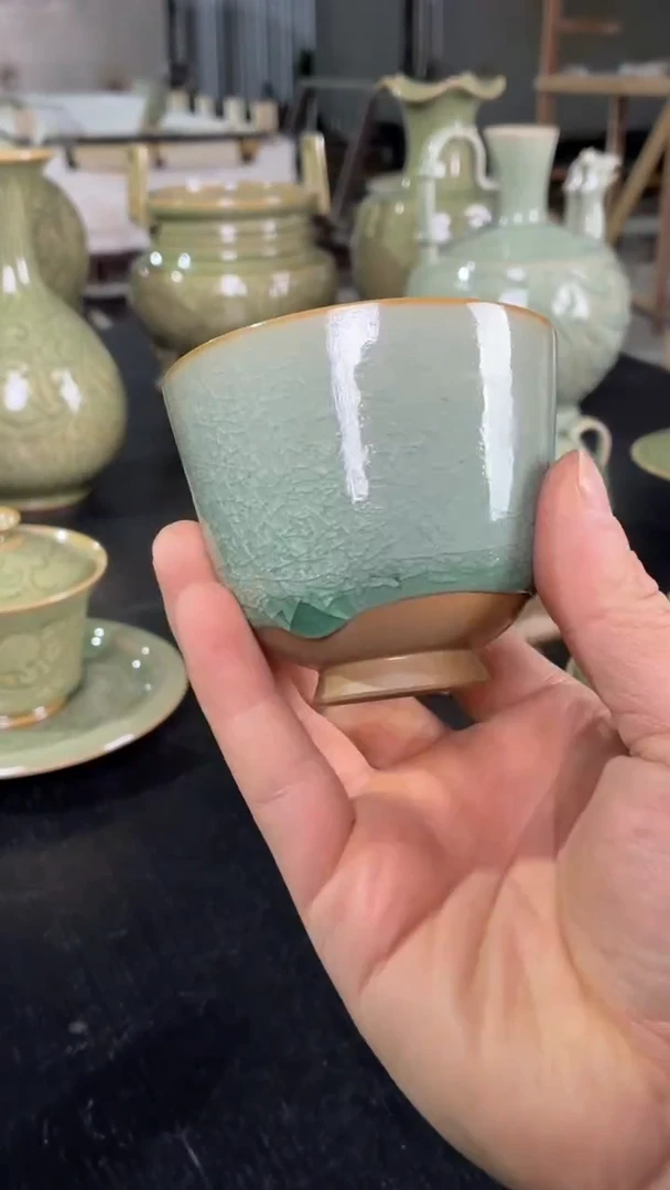 耀州窑仰山百级碎杯子