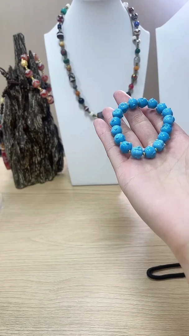 走蓝佛头款式原创手串