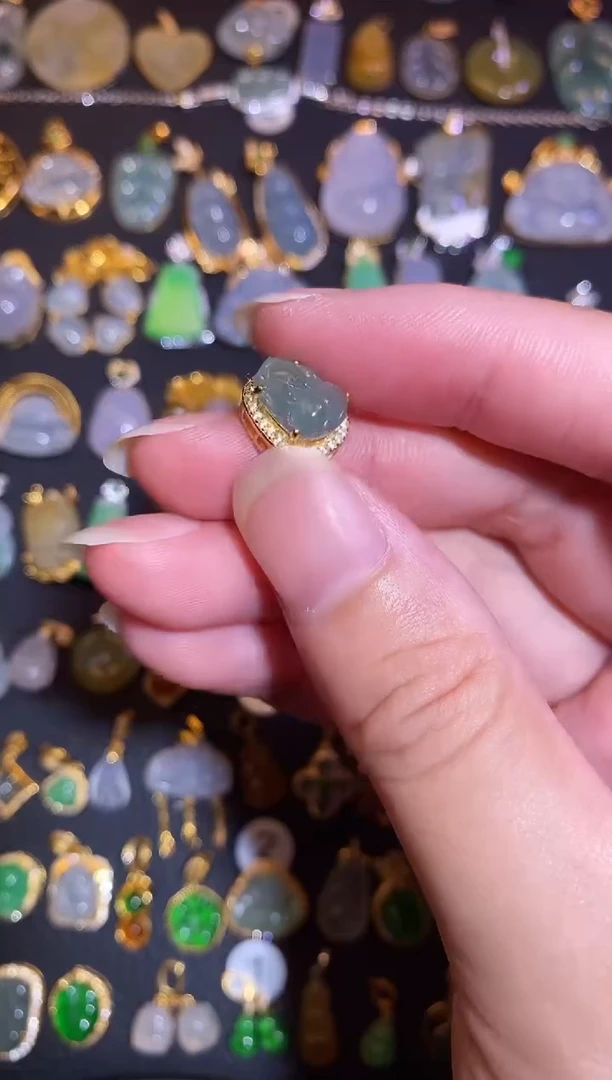 翡翠银S925镶嵌颈饰天然A货翡翠