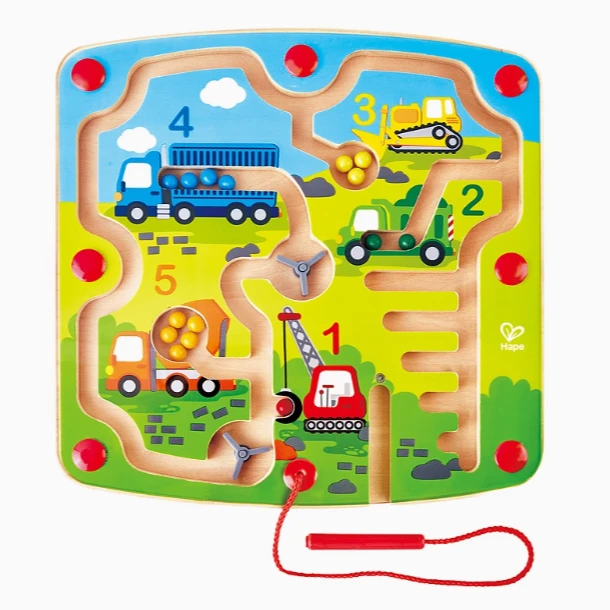 Hape迷宫益智玩具走珠磁性磁力磁铁运笔建筑工程数字冒险木制2岁+