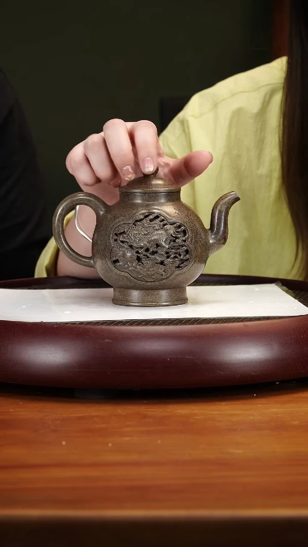 茶壶紫砂111QYJ禄嗣 龙脊金砂400cc