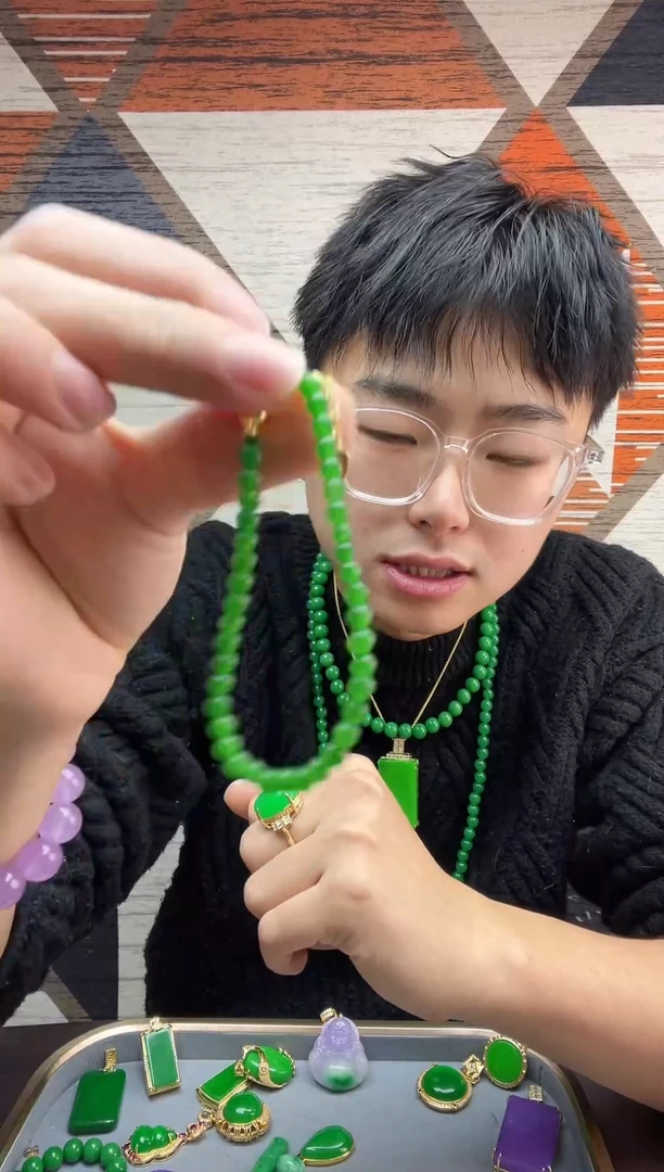 【闪购商品】翡翠手链14K金镶嵌011翡翠小米珠手链
