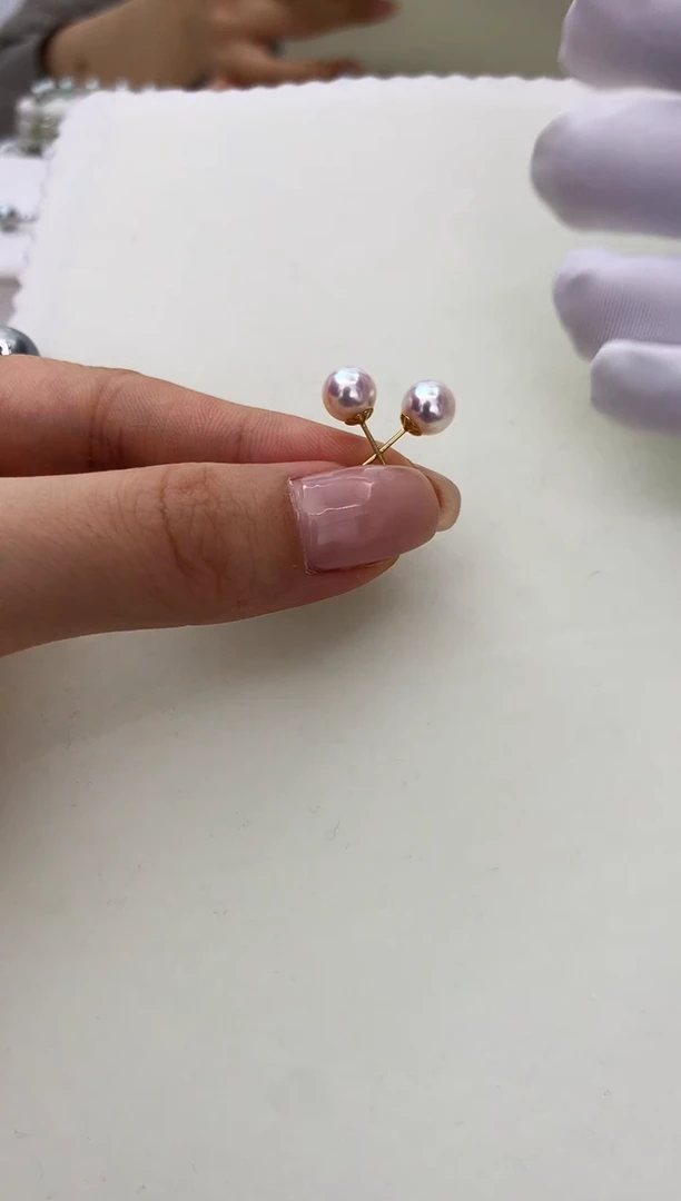 18K金镶嵌DA海水珍珠 akoya素钉6-6.5MM GD003