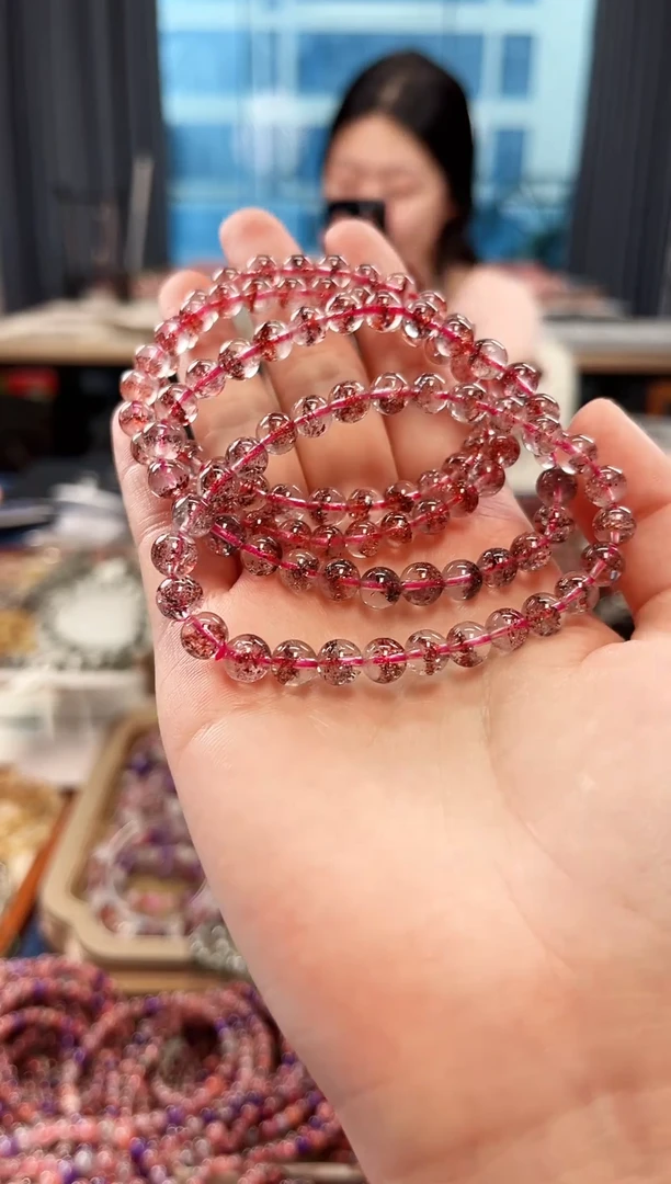 未镶嵌手串水晶金草莓超七单圈手串6mm【多样式发货】