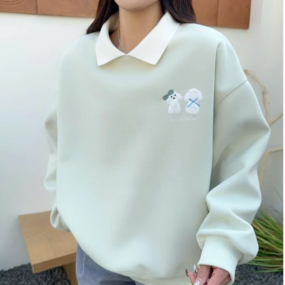 春款【polo领小白】长袖时尚宽松百搭卫衣
