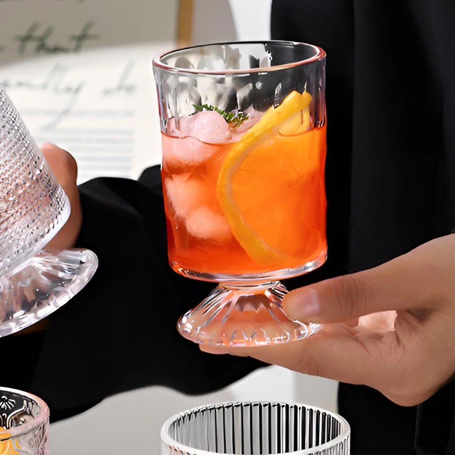 【冰纹】高透白高颜值轻奢创意高脚杯大号家用透明果汁红酒杯网红