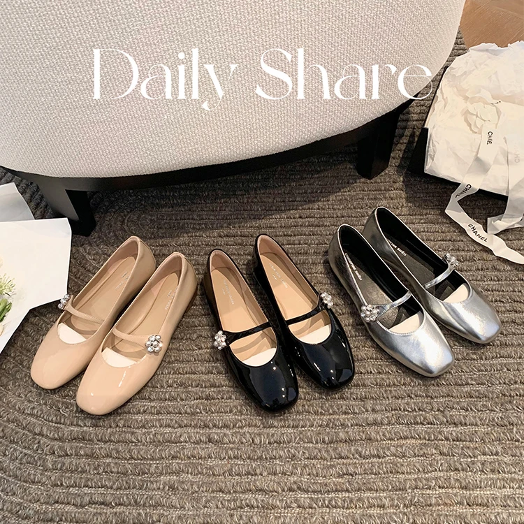 【sheii苏茵茵】方头水钻扣带平底玛丽珍芭蕾单鞋女E5101030