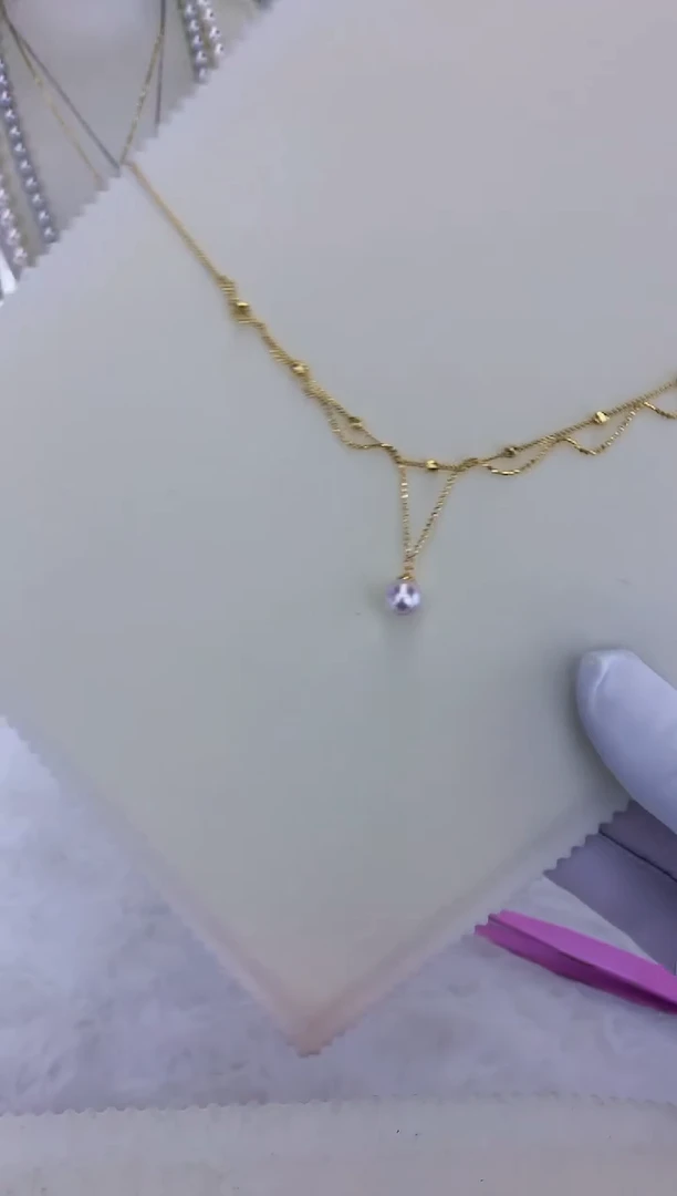 银S925镶嵌饰品海水珍珠金色蕾丝套链