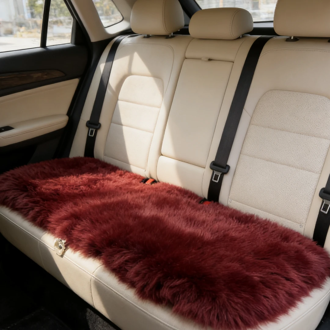 【后座专拍】澳新甄选羊毛皮车坐垫后排座垫带卡扣高端简约保暖透气