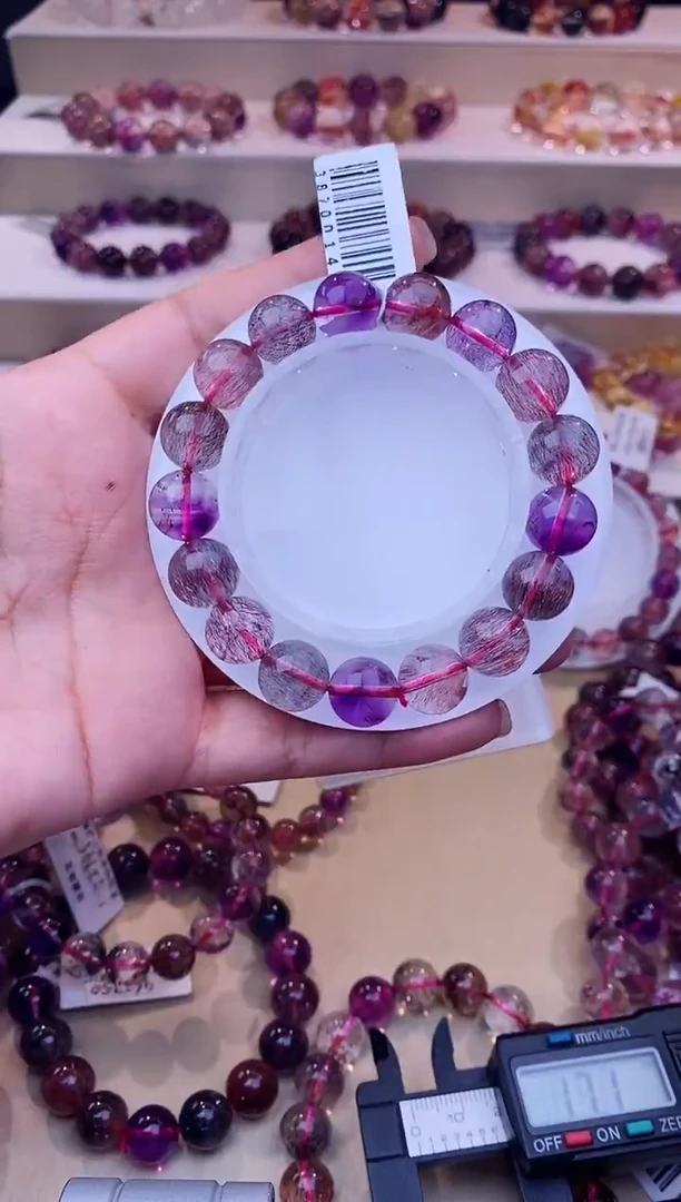 未镶嵌手链水晶黑加仑超七单圈11m+