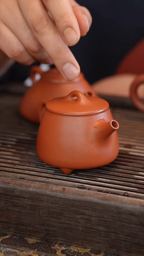 茶壶紫砂高石瓢 朱泥 半手工 170cc