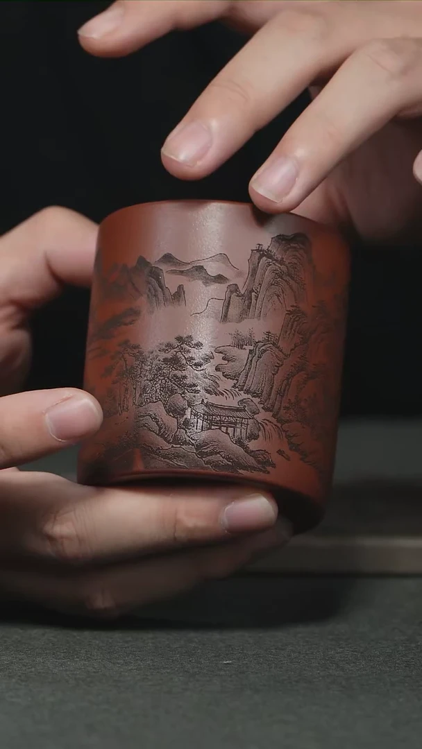 【闪购商品】紫砂茶杯山水春江富水土