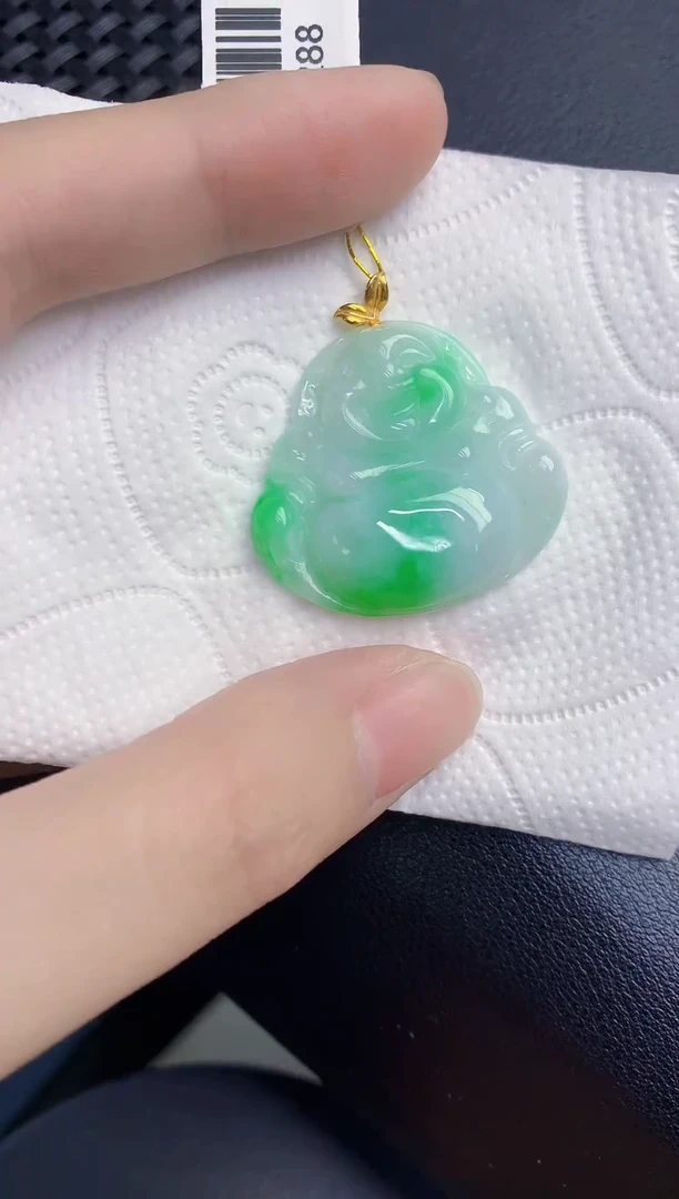 颈饰18K金镶嵌翡翠天然翡翠缅甸A货