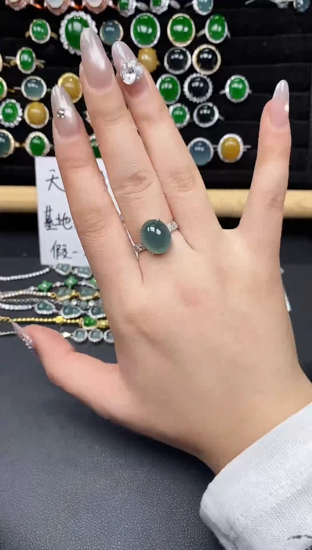 银S925镶嵌戒指翡翠111